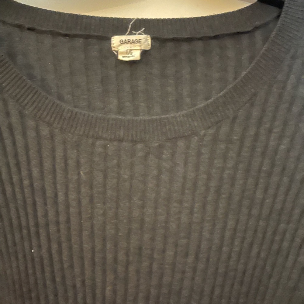 Women’s dark grey round neck Garage size large long sleeve sweater